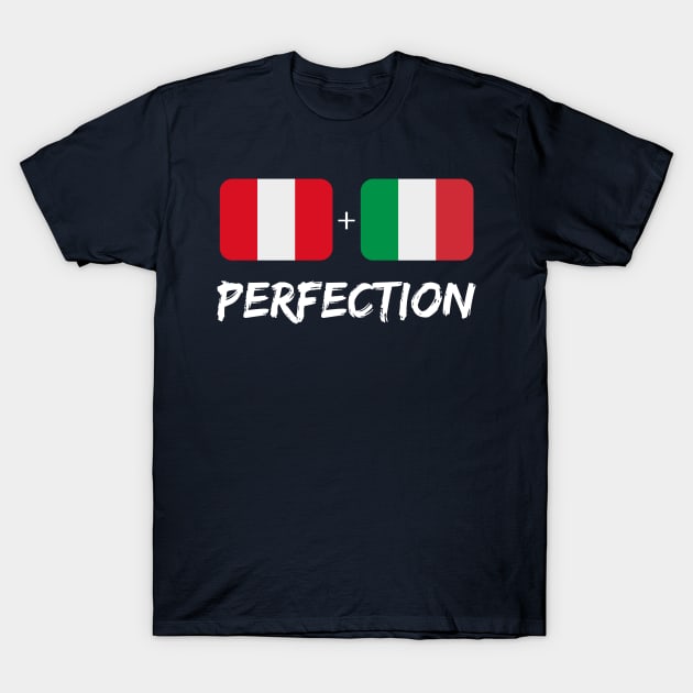 Peruvian Plus Italian Perfection Mix Heritage Flag Gift T-Shirt by Just Rep It!!